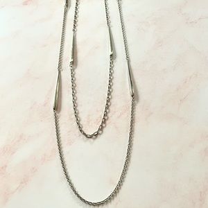 Halogen Double Strand Silver Tone Necklace